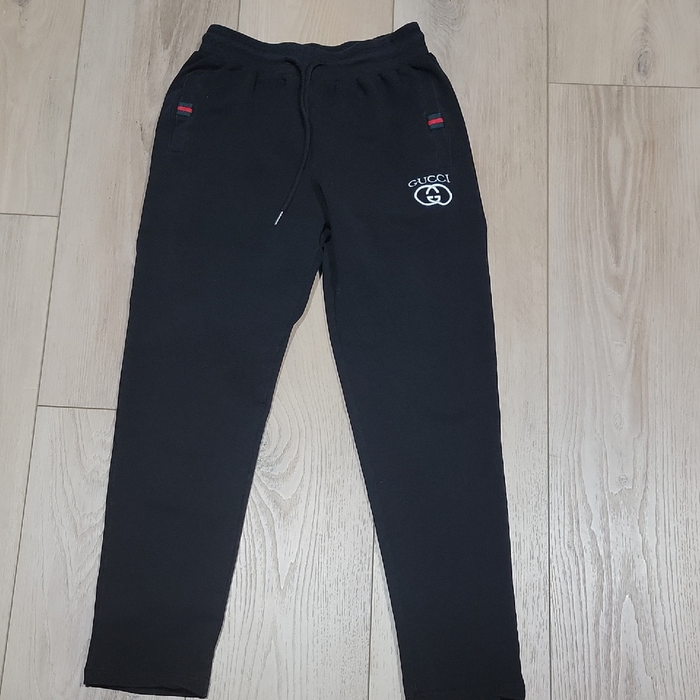Gucci Black Kids Casual Sweatpants with White Logo